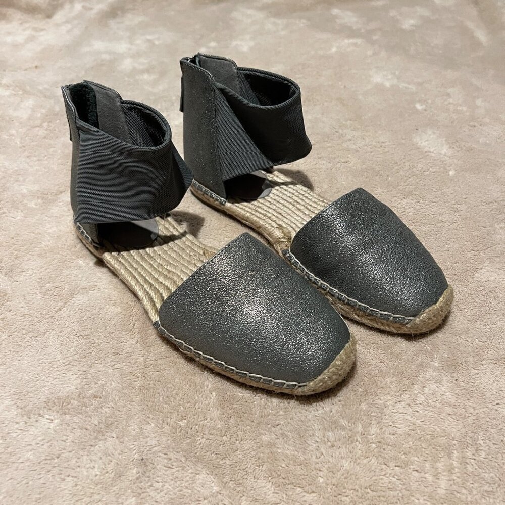EILEEN FISHER COY JUTE INSOLE ESPADRILLES SKIMMER FLAT PEWTER WOMENS SIZE 6.5